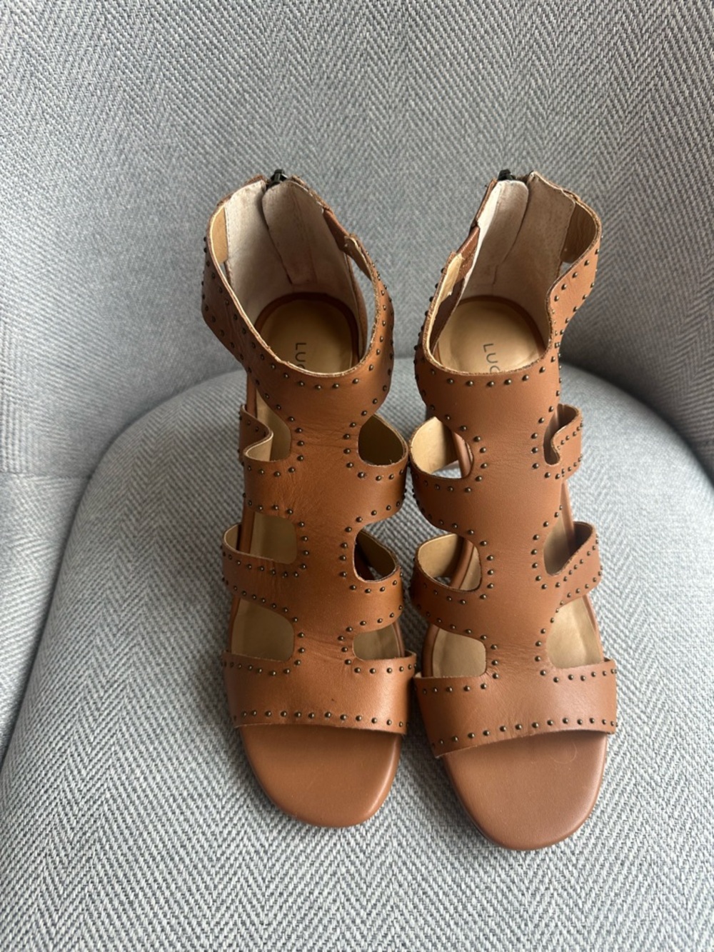 Lucky Brand Brown Studded Cutout Heel Sandals BNWOT